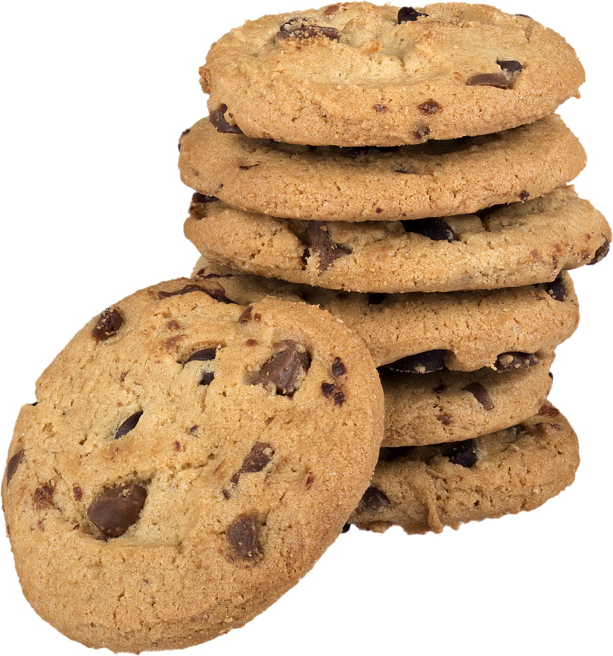 Stack of Chocolate Chip Cookies on White Background