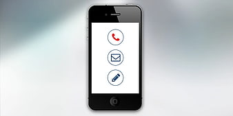 Black Smartphone Mockup with Contact Icons on Screen