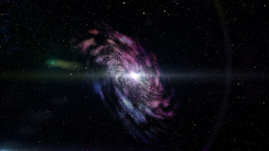 Purple and Blue Spiral Galaxy in Deep Space