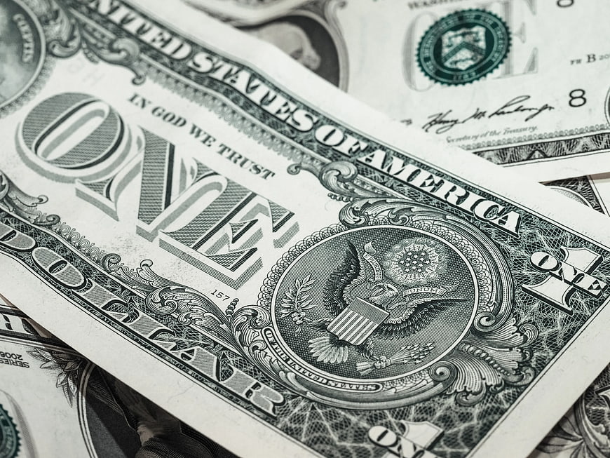Close-up of United States One Dollar Bill
