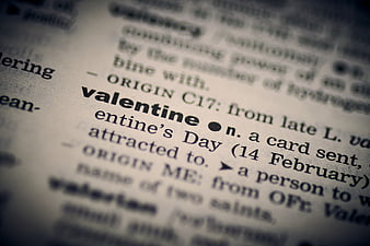 Close-up of Valentine definition in dictionary