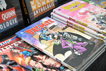 Stack of Batman and DC Comics Graphic Novels