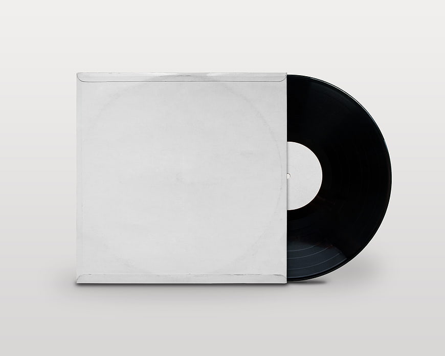 Blank Vinyl Record Sleeve Mockup with Black Disc