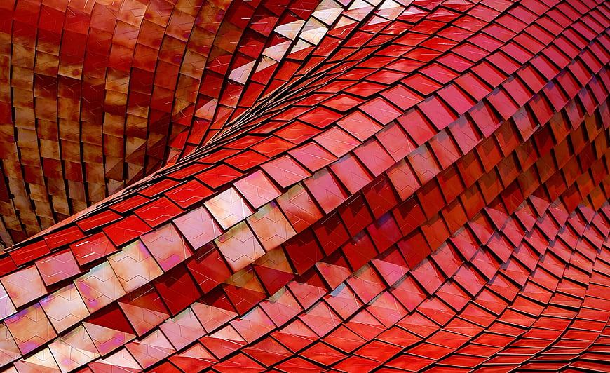 Abstract Red Geometric Architectural Pattern