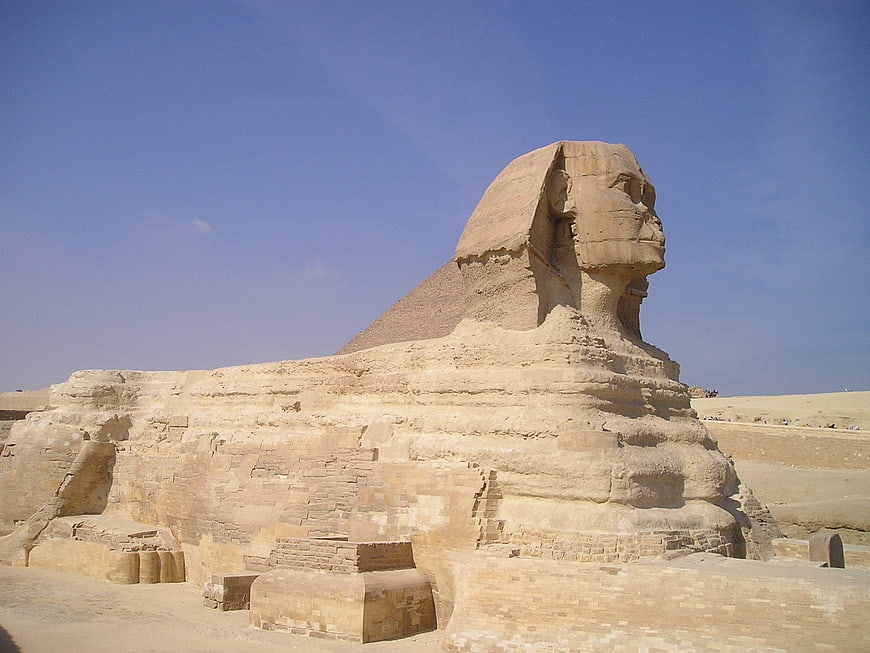 Great Sphinx of Giza in Egypt Under Clear Blue Sky