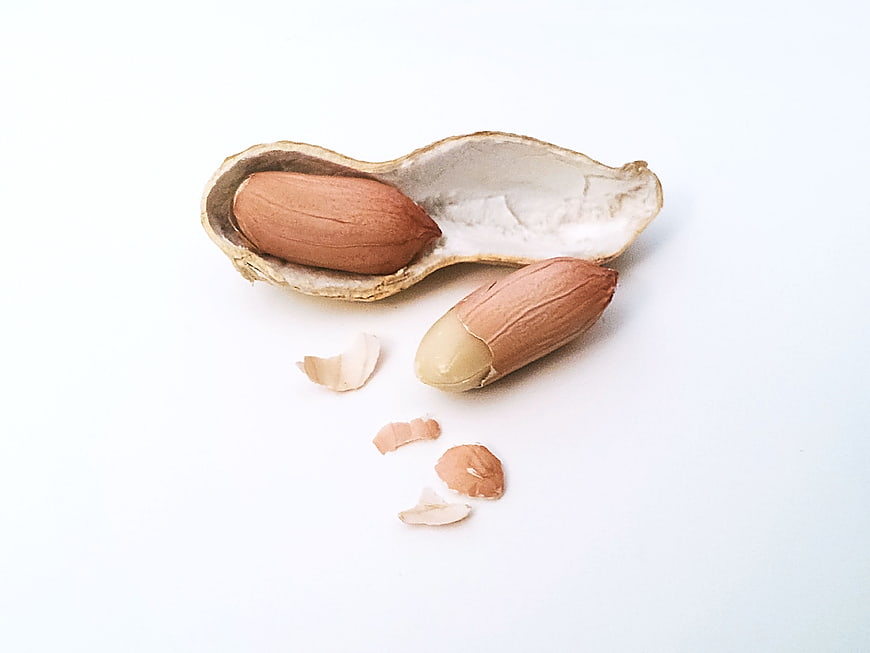 Peanuts in Shell and Shelled on White Background
