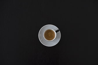 Top View of Espresso Cup on Black Table