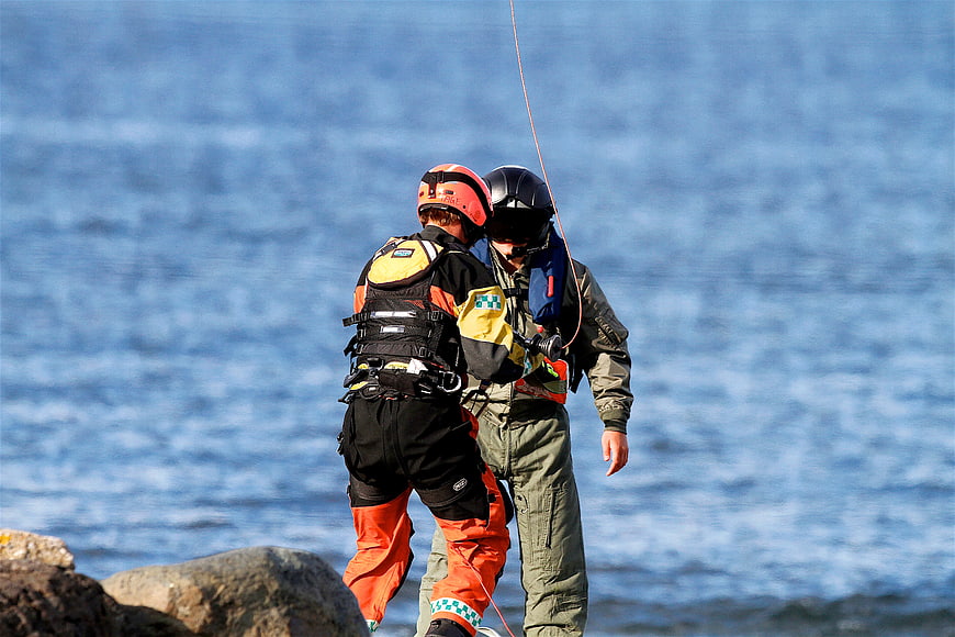 Rescue Team Training on Rocky Coastline