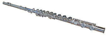 Silver Concert Flute on White Background
