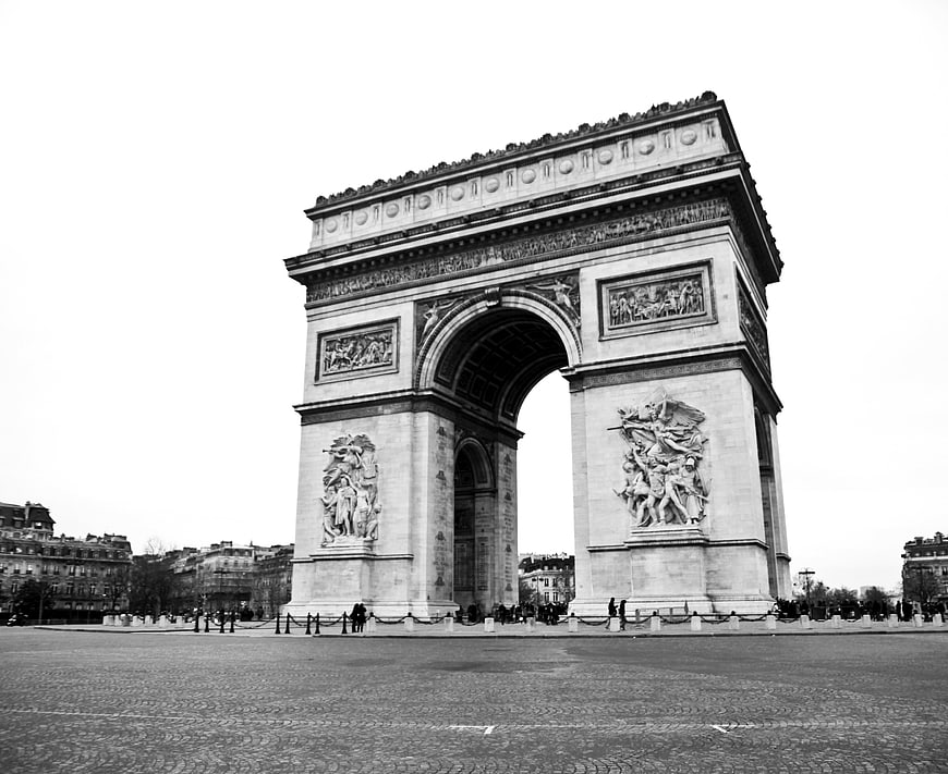 Black and White Photo of Arc de Triomphe in Paris