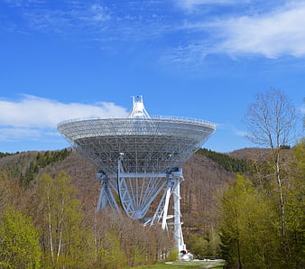 Effelsberg Radio Telescope in Eifel Forest Landscape