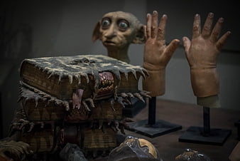 Harry Potter Movie Props: Dobby Head and Book of Spells