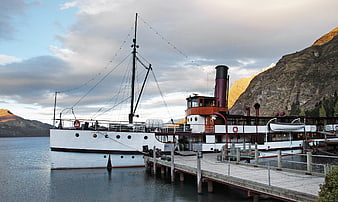 Historic Steamship Earnslaw Docked at Lake Wakatipu