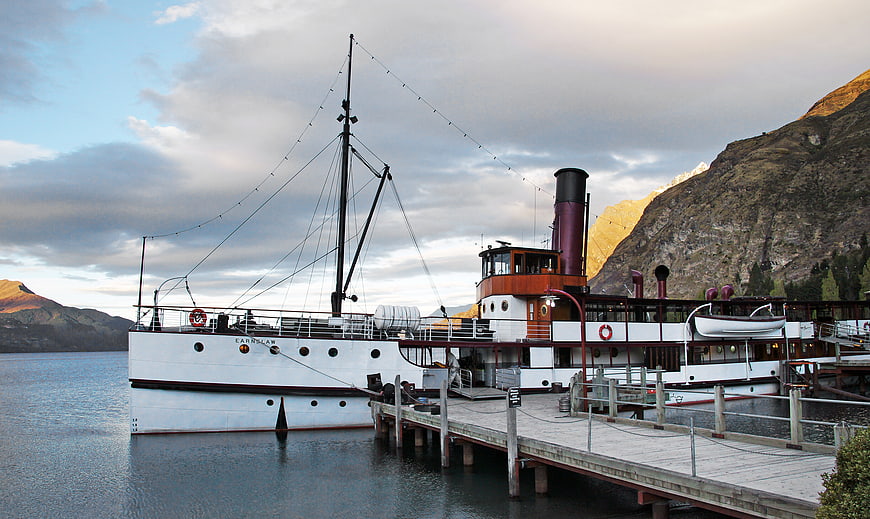 Historic Steamship Earnslaw Docked at Lake Wakatipu
