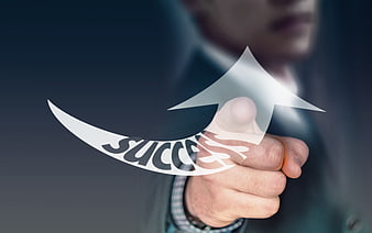 Businessman Hand Pointing At Success Arrow Graphic