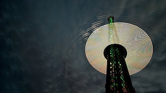Long Exposure Light Trails on Tower at Night
