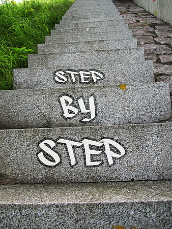 Step by Step Graffiti on Concrete Stairs