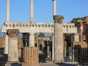 Ancient Roman ruins with columns in Pompeii