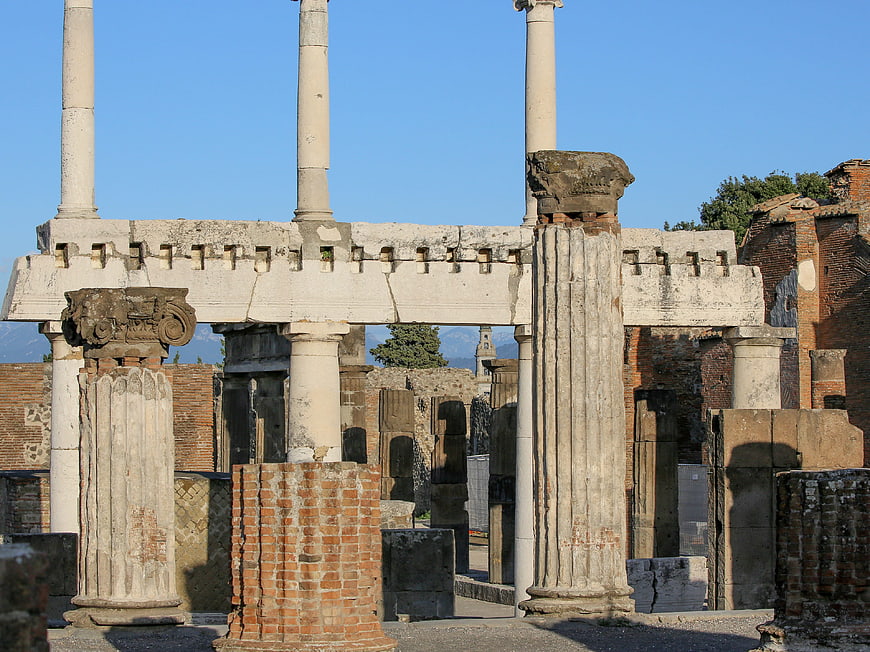 Ancient Roman ruins with columns in Pompeii