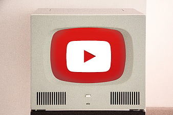 Retro CRT Television Displaying YouTube Logo On Screen