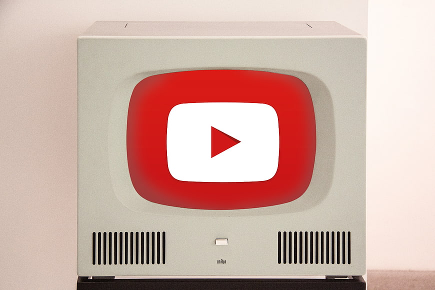 Retro CRT Television Displaying YouTube Logo On Screen
