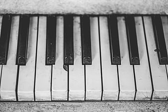 Vintage Black and White Piano Keys Close Up