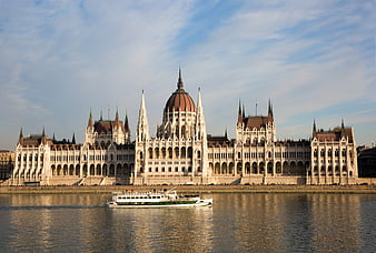 Hungarian Parliament Building on the Danube River in Budapest