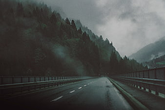 Foggy Mountain Road on a Rainy Day