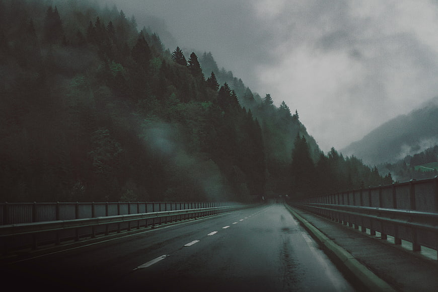 Foggy Mountain Road on a Rainy Day
