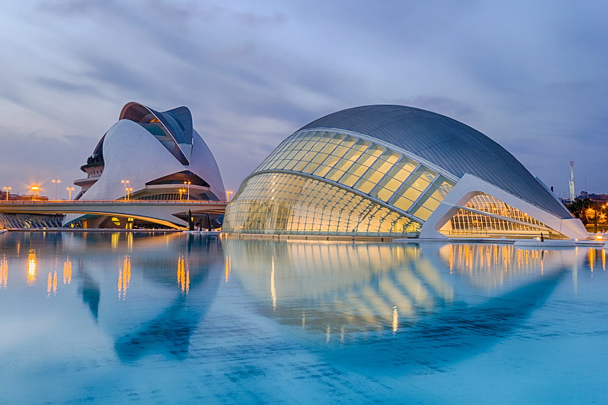 City of Arts and Sciences Valencia Spain at Dusk