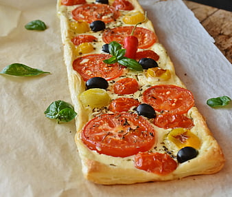 Rectangular Tomato and Olive Puff Pastry Tart