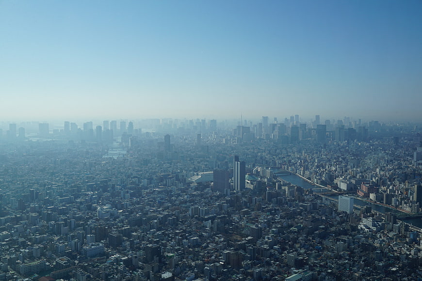 Aerial View of Tokyo Cityscape in Hazy Morning Light