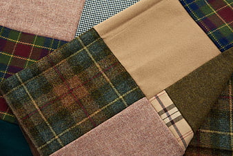 Assortment of Plaid and Textured Fabric Swatches