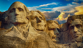 Mount Rushmore National Memorial with dramatic clouds