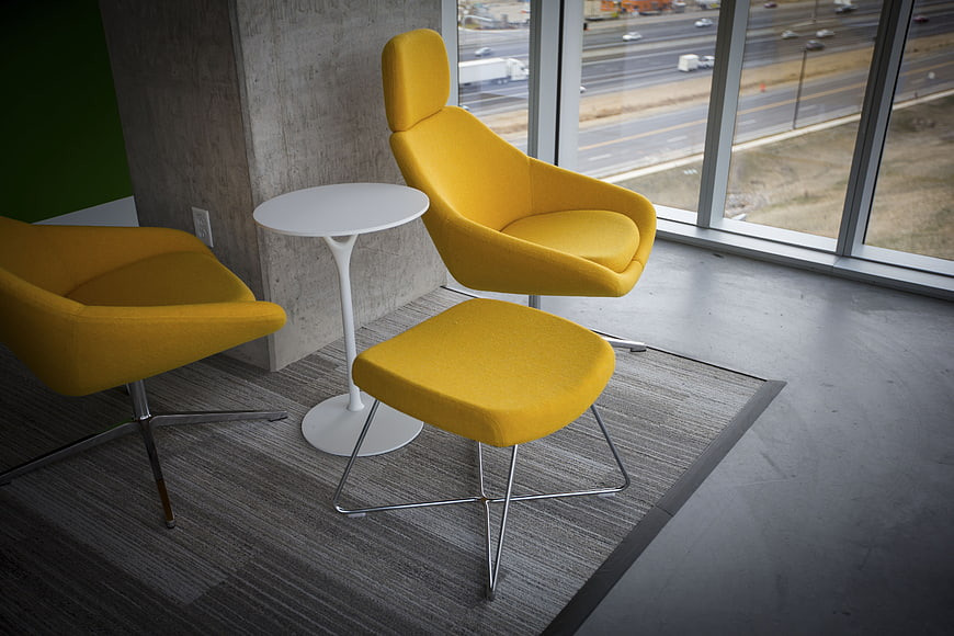 Modern Yellow Lounge Chairs in Office Break Room