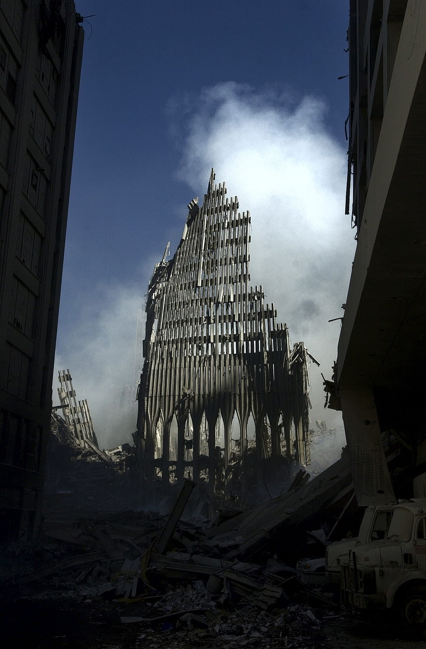 Ruins of World Trade Center Twin Towers After 9/11 Attack