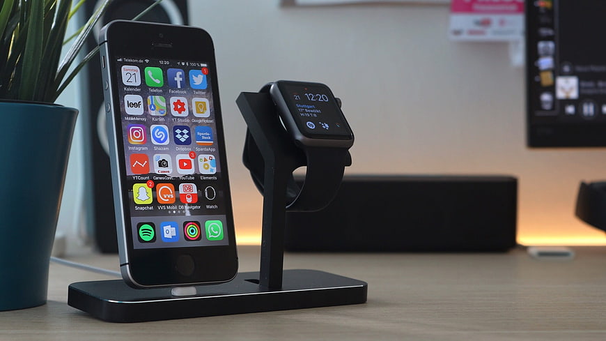 iPhone and Apple Watch on Dual Charging Dock