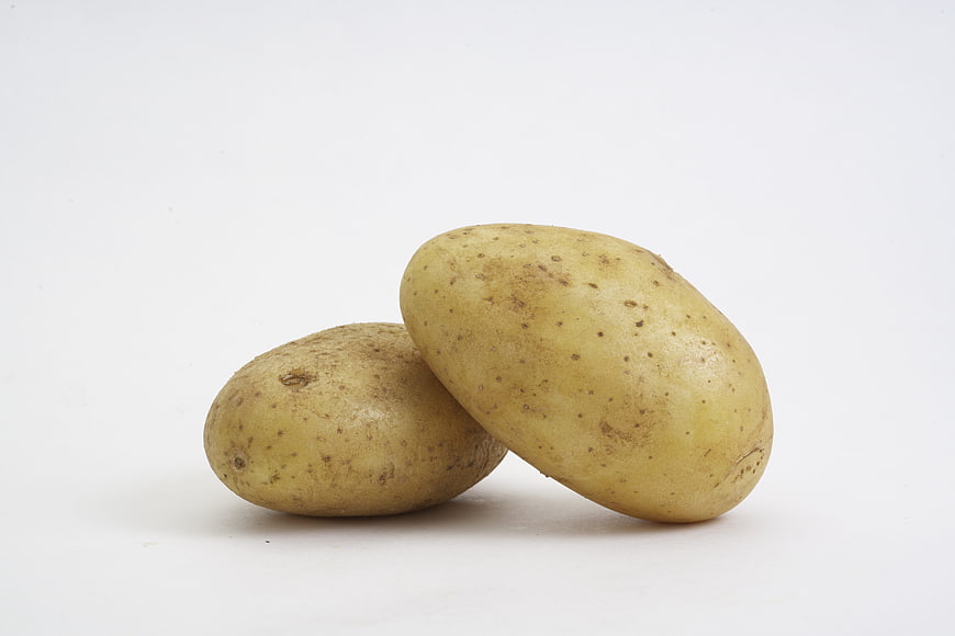 Two Raw Potatoes Isolated on White Background