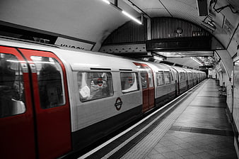 London Underground Train at Station Platform