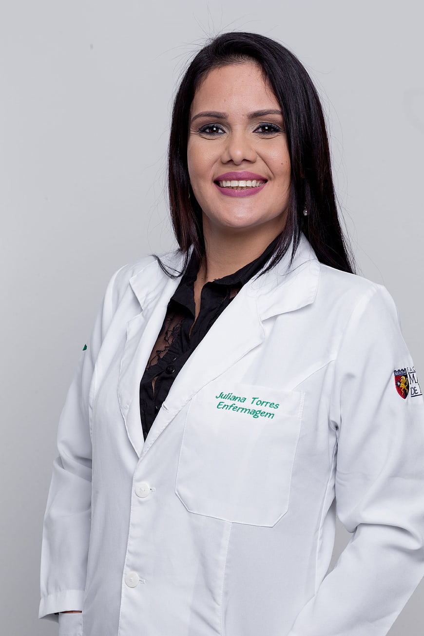 Smiling Female Nurse in White Lab Coat Portrait