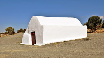 White Orthodox Church in Cyprus Landscape