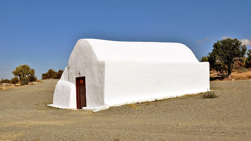 White Orthodox Church in Cyprus Landscape