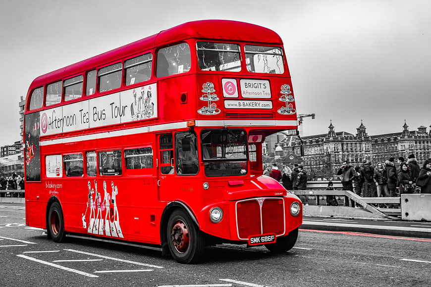 Red Vintage Double-Decker Bus On London Bridge