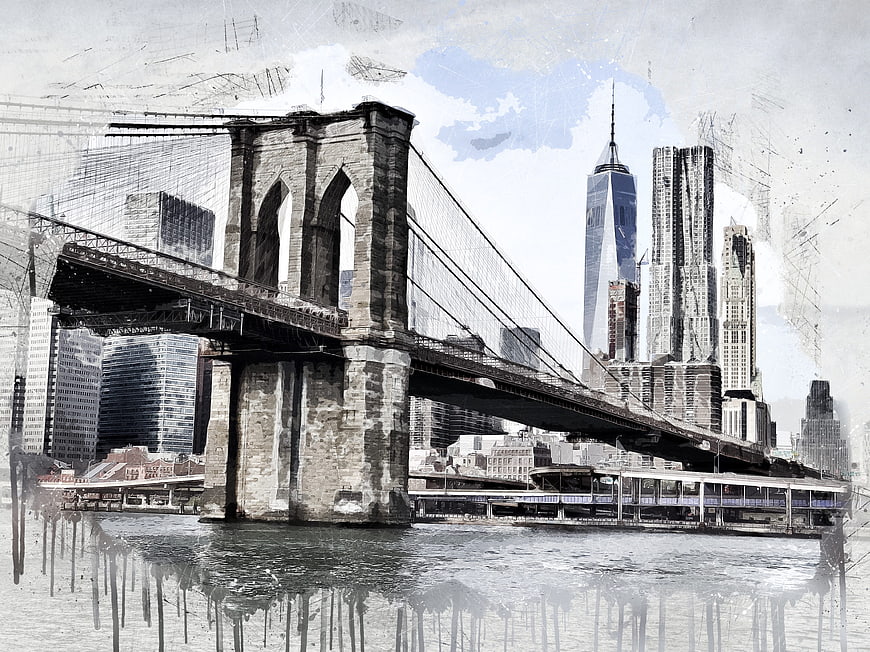 Brooklyn Bridge and Manhattan Skyline Digital Art