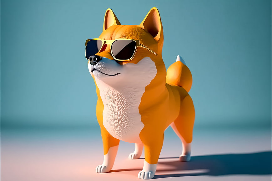 3D Render of Cool Shiba Inu Wearing Sunglasses