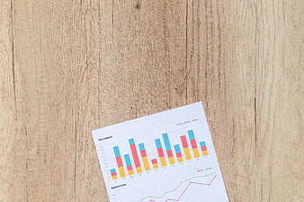 Business Financial Chart On White Paper On Wooden Desk