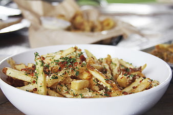 Gourmet Truffle Fries in White Bowl