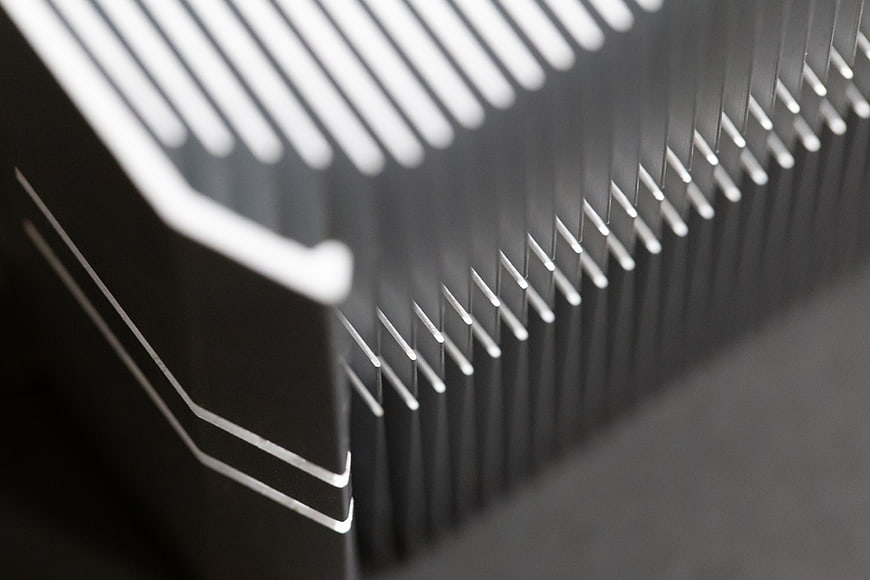 Abstract Macro of Black Aluminum Heat Sink Fins
