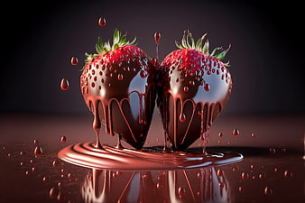 Chocolate Dipped Strawberries with Dripping Melted Cocoa