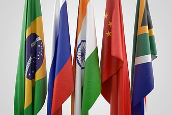 Brics Nations Flags 3D Render